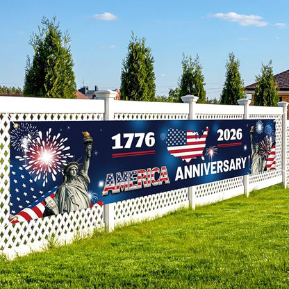 American 250th Anniversary Banner, 300x60cm/10x2ft American Patriotic Flag USA by Unknown