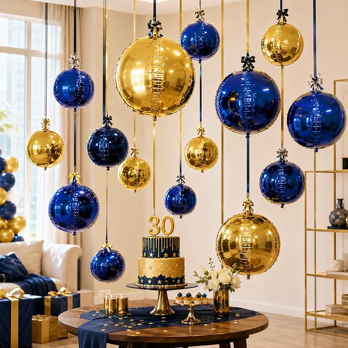 Navy Gold Round Foil Balloons - Image 6