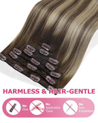 YoungSee Clip in Human Hair Extensions Brown Balayage Clip in Extensions Real Human Hair Chocolate Brown with Ash Blonde Clip on Human Hair Extension for Short Straight Hair 12Inch 80G 7Pcs