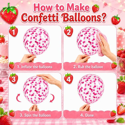 Strawberry Balloons for Sweet Party Decor | 12 Inch Red Pink Strawberry Printed - Image 4