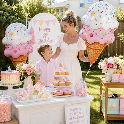 36 Inch Large Ice Cream Balloons Cone Kit, Giant Sweet Pink Ice Cream Sprinkle - Image 6
