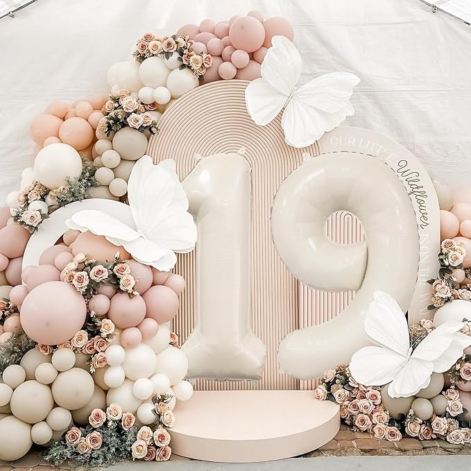 Cream Number 9 Balloon 40 Inch Beige Nude Number 9 Balloon - Image 3