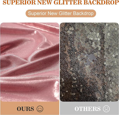 20x10ft Thick Rose Gold Glitter Backdrop Curtain Panels - Image 7