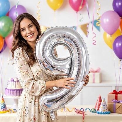 Number Balloons Silver Party Balloon - Image 6