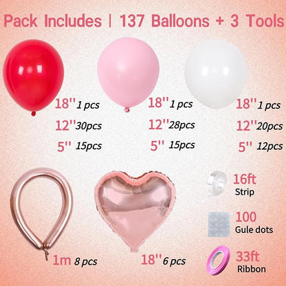 Valentine's Day Balloon Arch Kit, 8 Rose Gold Long Balloons, Latex Sizes - Image 3