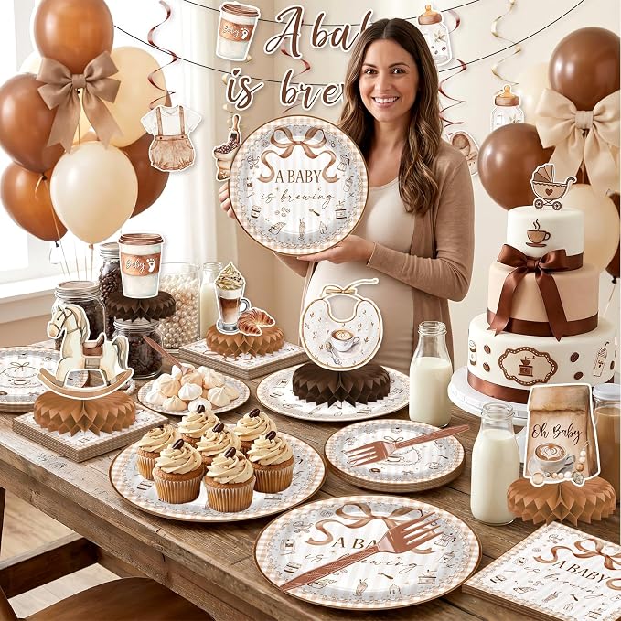 Coffee Baby Shower Decorations A Baby Is Brewing Party Supplies | Coffee Theme - Image 8