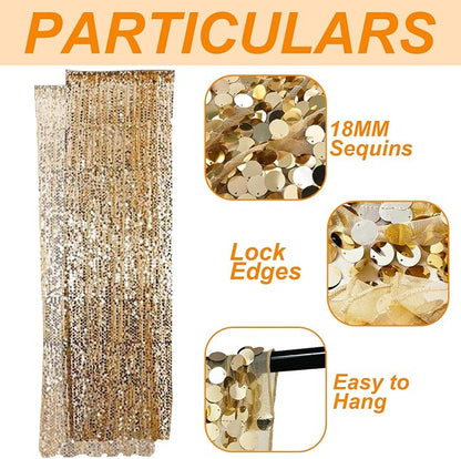 Gold Big Payatte Sequin 18MM Sequin Backdrop Drapes Curtains Panels, Fashion - Image 3
