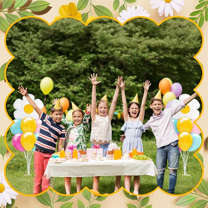 Seematn 2 Set Daisy Balloon Stand Kits Pastel Pink Green Yellow Balloons Sticks - Image 7