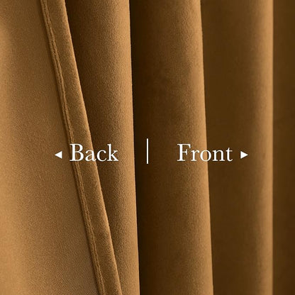 Doorway Curtain Back Tab Gold Brown Velvet Thermal Insulated Sliding Door - Image 3