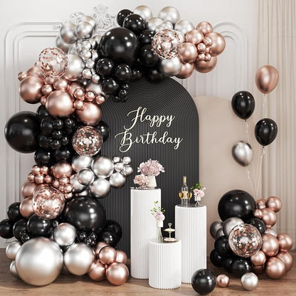 Black Gold and Silver Balloon Garland Arch Kit by Unknown