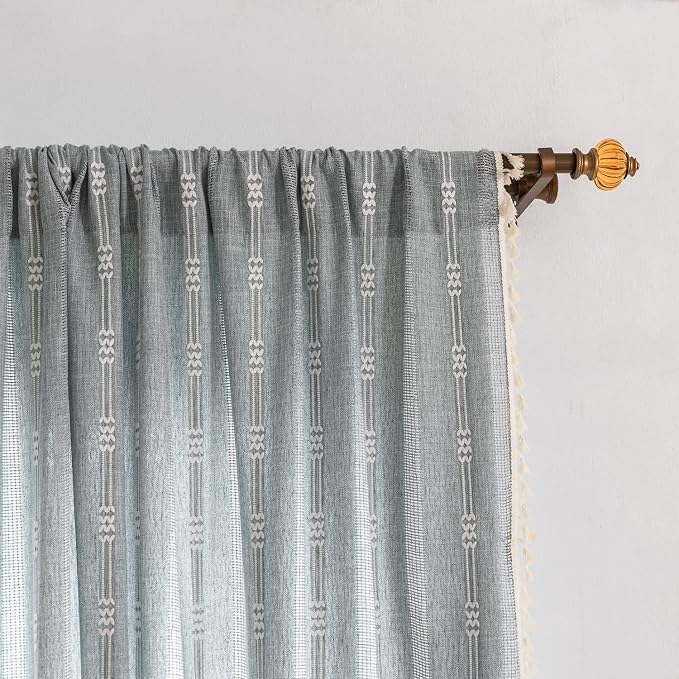 Boho Embroidery Striped Farmhouse Curtains - Image 6