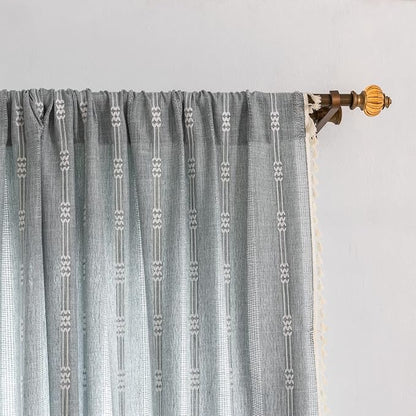 Boho Embroidery Striped Farmhouse Curtains - Image 6
