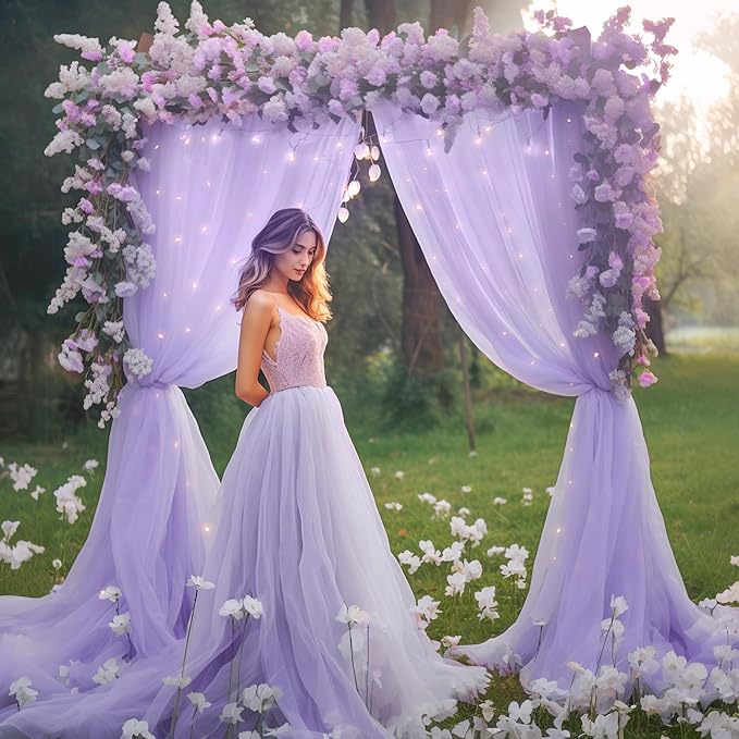 10x8ft Purple Tulle Backdrop Curtain - Image 7