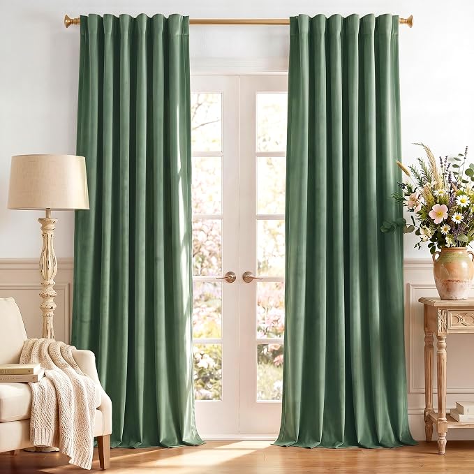 Emerald Green Velvet Thermal Curtains by StangH