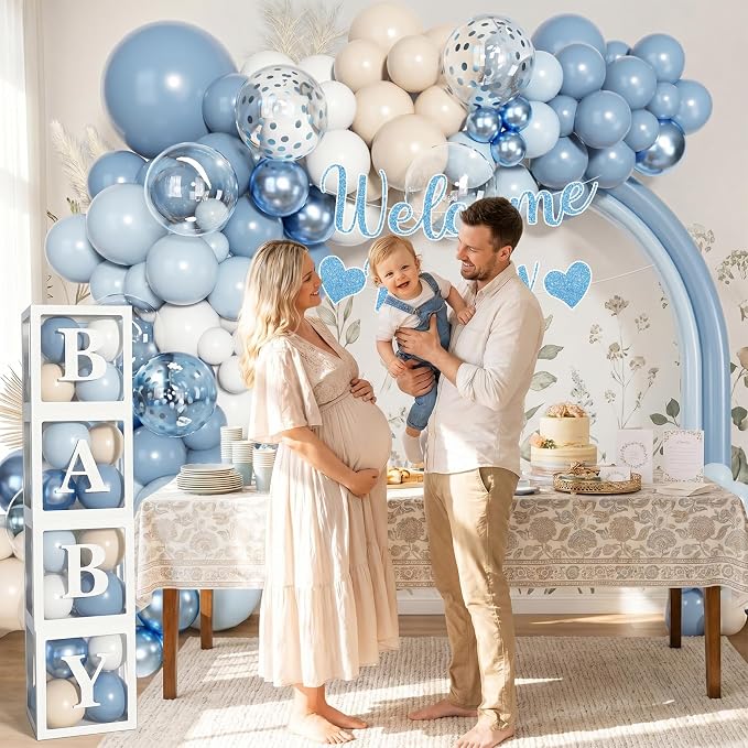 153pcs Dusty Blue Balloon Baby Shower Decorations - Image 6