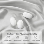 INFIIXSO Body Pillow Cover with Zipper, Luxury Mulberry Silk Body Pillow Case 20x54 Inches, Ultra Smooth and Soft Cooling Long Pillowcase, Gift for Women, Men(Light Grey)