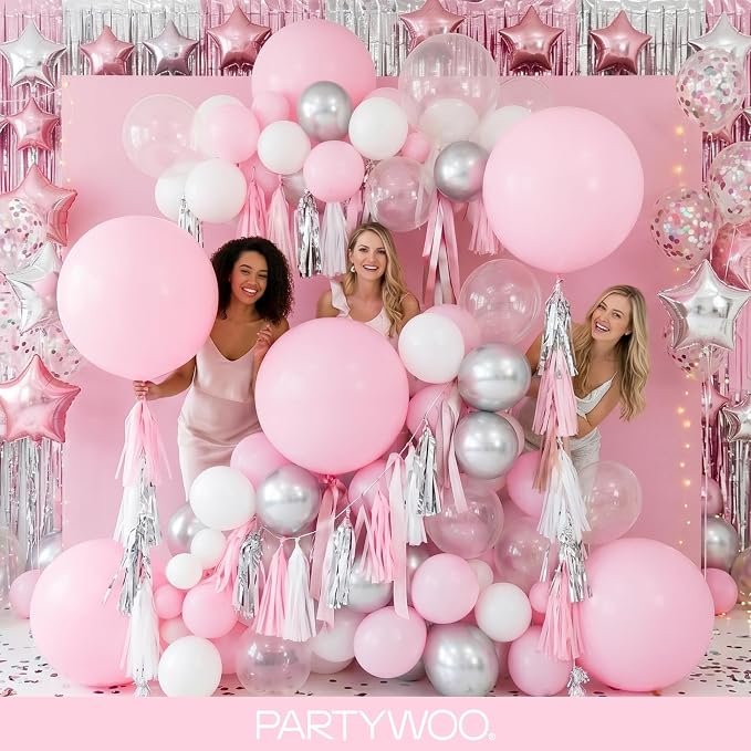 PartyWoo Light Pink Balloons 100pcs Pastel Pale Baby Pink Color | 36 18 12 10 5 - Image 6
