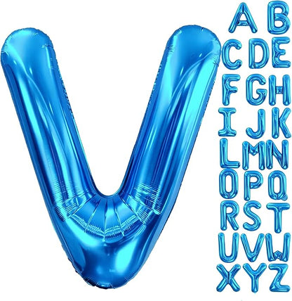Letter V Balloon 40 Inch Blue, Giant Alphabet Foil Balloon, Big Mylar Party by Aeniaza