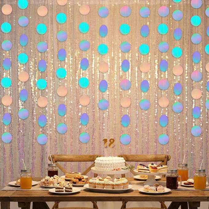 6 Pack Each 13Ft Iridescent Circle Garlands Holographic Party Decorations | - Image 4