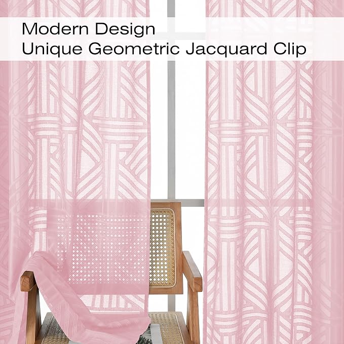 Simplebrand Blush Semi Sheer Curtains 63 Inch Length 2 Panels, Light Filtering - Image 3