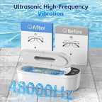 Ultrasonic Jewelry Cleaner, 48KHz Ultrasonic Cleaner Machine with Digital Timer, Dual Cleaning Modes, 304 Stainless Steel Tank for Jewelry, Eyeglasses, Rings, Retainers, Dentures
