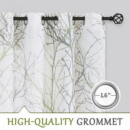 FMFUNCTEX Linen Green Gray Semi Sheer Patio Curtains 96 Inch Long 1 Panel | - Image 6