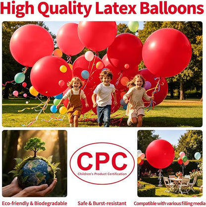 5Pcs Red Big Balloons 36 Inch, Round Large Latex Party Balloons - Image 3