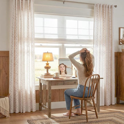 Cathy Linen Floral Curtains for Living Room Terracotta Curtains for Bedroom - Image 6