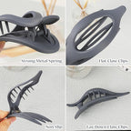 Flat Hair Clip 6 pcs Lay Down Claw Clips Hair Accessories for Women -Grey