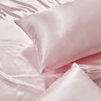 Pink Satin Pillowcase Queen Size Set of 2 for Hair and Skin,Pink Silk Pillowcase Breathable Pillowcase with Envelope Closure