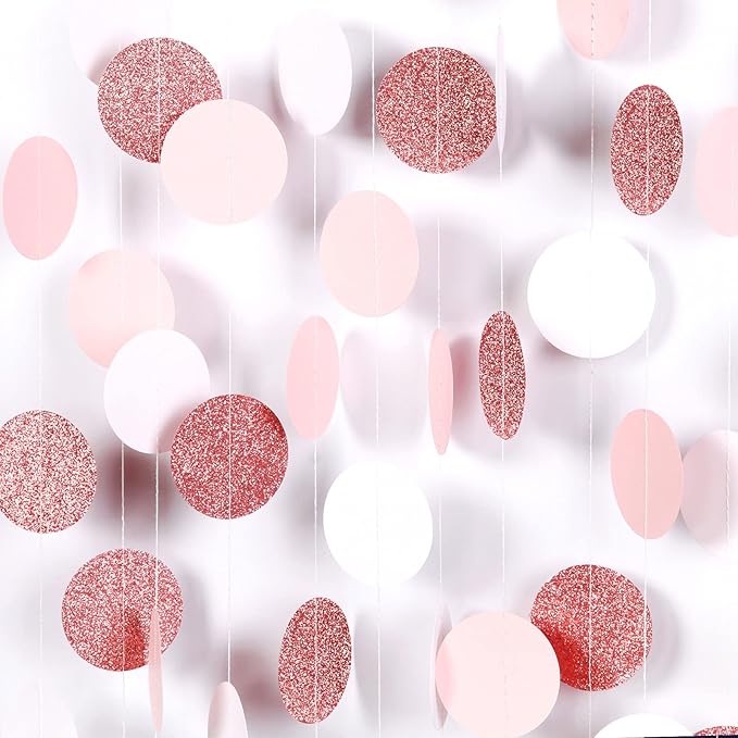 Rose-Gold Pink-White Party Decorations Paper-Garland - 52Ft Valentines Birthday by LastingSurprise