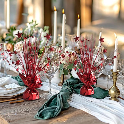 12 Pack Metallic Red Foil Spray Centerpieces Stars Brust Table Centerpieces - Image 3