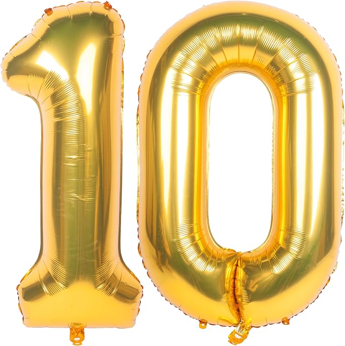 40 Inch gold Number 10 Balloons Helium Foil Mylar Balloon | Birthday Party by Exquisitehighqualitypartydecorationstomeetyoureveryneed%EF%BC%81