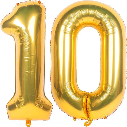 40 Inch gold Number 10 Balloons Helium Foil Mylar Balloon | Birthday Party by Exquisitehighqualitypartydecorationstomeetyoureveryneed%EF%BC%81