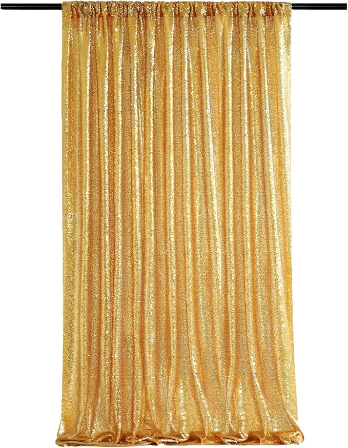 Gold Sequin Backdrop Curtains-1 Panel 3FTx8FT Gold Backdrop by SoarDream