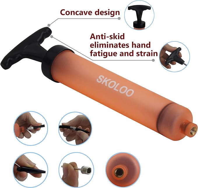 SKOLOO 10" Portable Hand Air Ball Pump Inflator Kit - Image 3