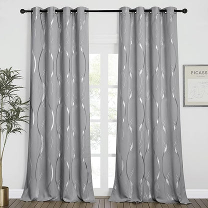 NICETOWN Blackout Curtains 90 inches Long 2 Panels, 52 inches, Foil Printed - Image 2