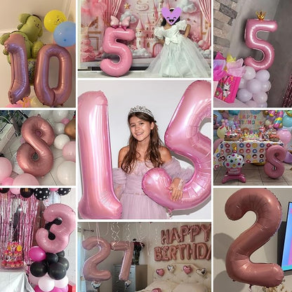 Pastel Pink 6 Balloons, 40 Inch Large Light Pink Foil Number Balloons 0-10 - Image 8