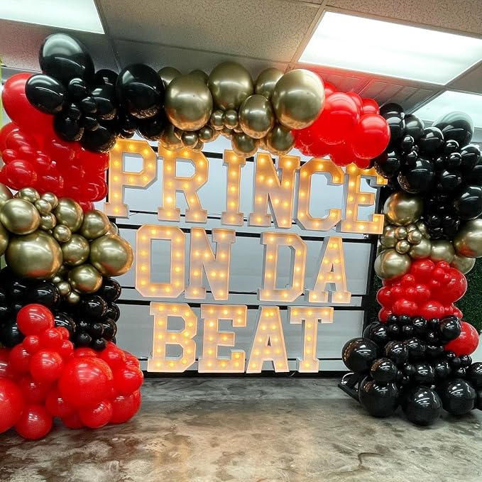 Bezente Red Black and Gold Confetti Balloons Set 60pcs 12 inch | Metallic - Image 4