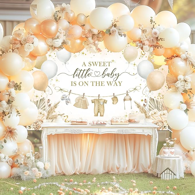 Boho Baby Shower Banner Neutral Gold Baby Shower Party Decorations A Sweet - Image 2