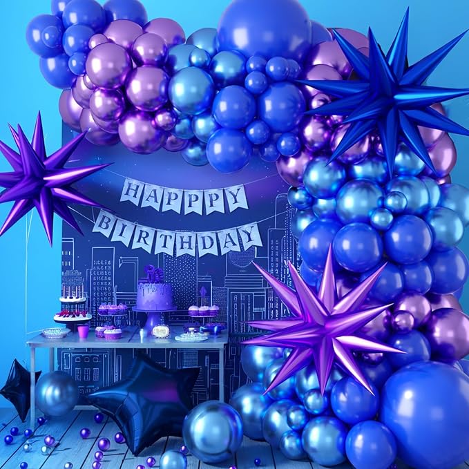 Purple Blue Balloon Arch Kit, Metallic Purple and Blue Balloons Garland Kit - Image 4