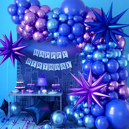 Purple Blue Balloon Arch Kit, Metallic Purple and Blue Balloons Garland Kit - Image 4