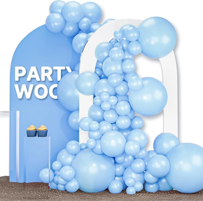 PartyWoo Light Blue Balloons 120pcs Baby Pastel Sky Aqua Blue Color | Different by PartyWoo