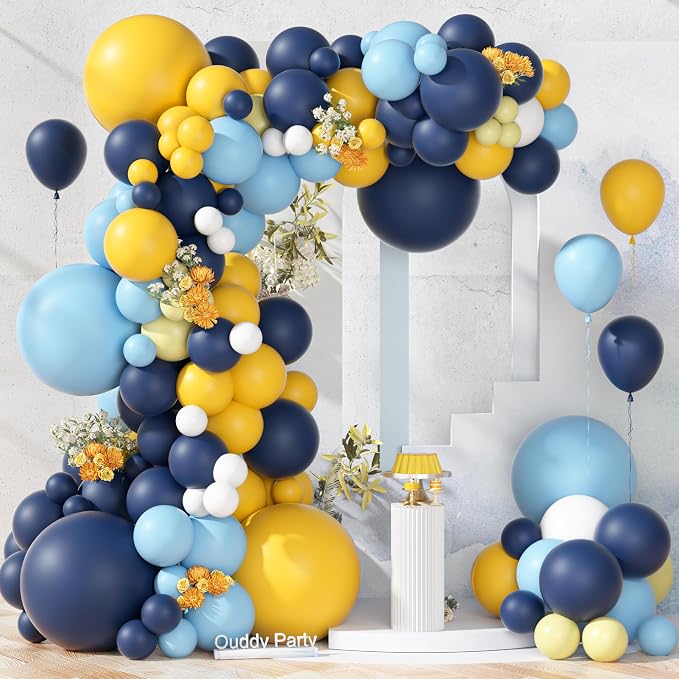 Ouddy Party 149Pcs Blue and Yellow Balloon Garland Kit 18 12 10 5 Inch | - Image 2