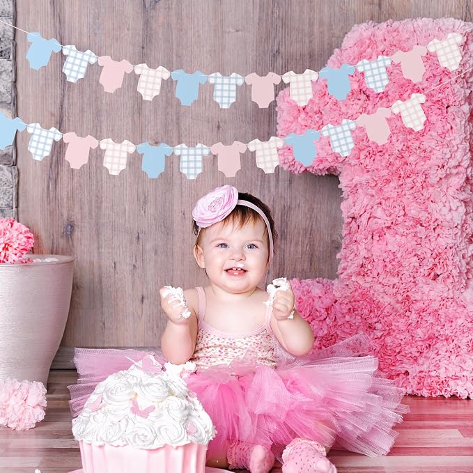 Weysat 2 Pcs Baby Clothes Banner Baby Boys Girls Shower Decorations Pink Blue - Image 5