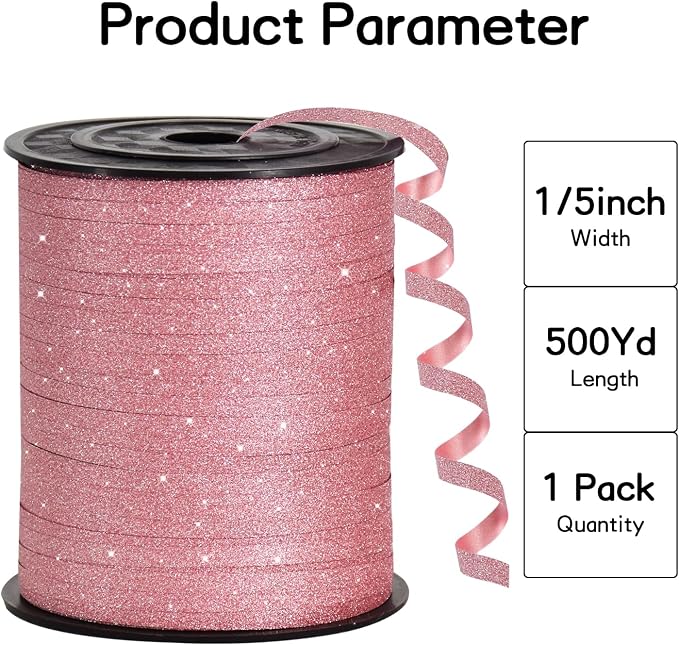 BEISHIDA 500 Yards Rose Gold Glitter Ribbon Curling Crimped, Balloon String - Image 2