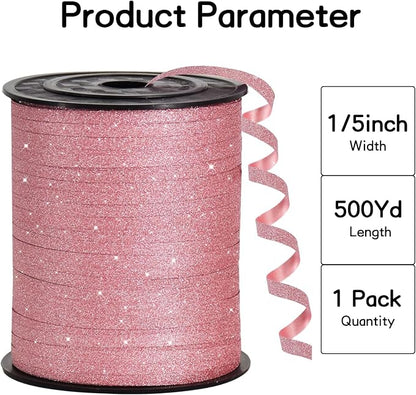 BEISHIDA 500 Yards Rose Gold Glitter Ribbon Curling Crimped, Balloon String - Image 2