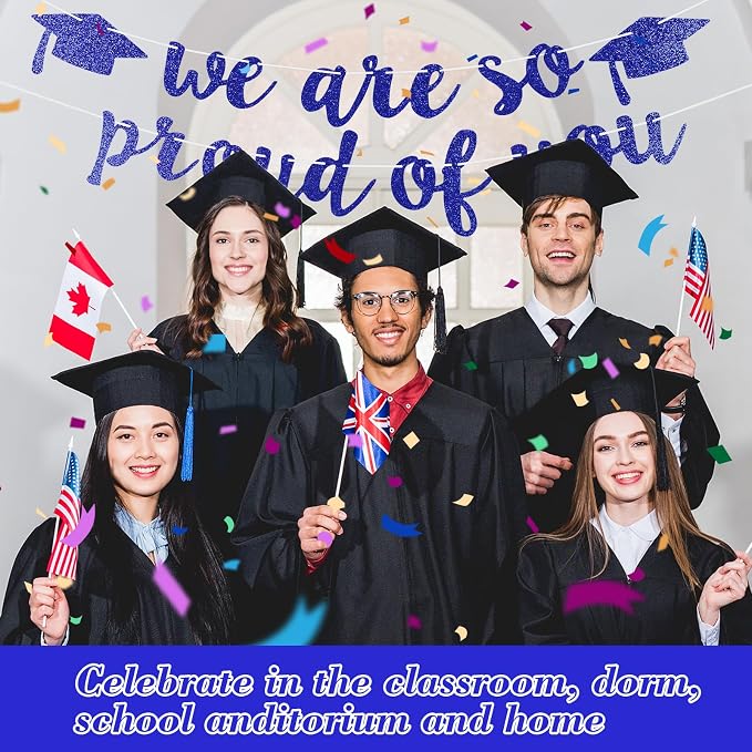 2026 Graduation Decorations Pre-Strung Blingbling We Are So Proud of You Banner - Image 5