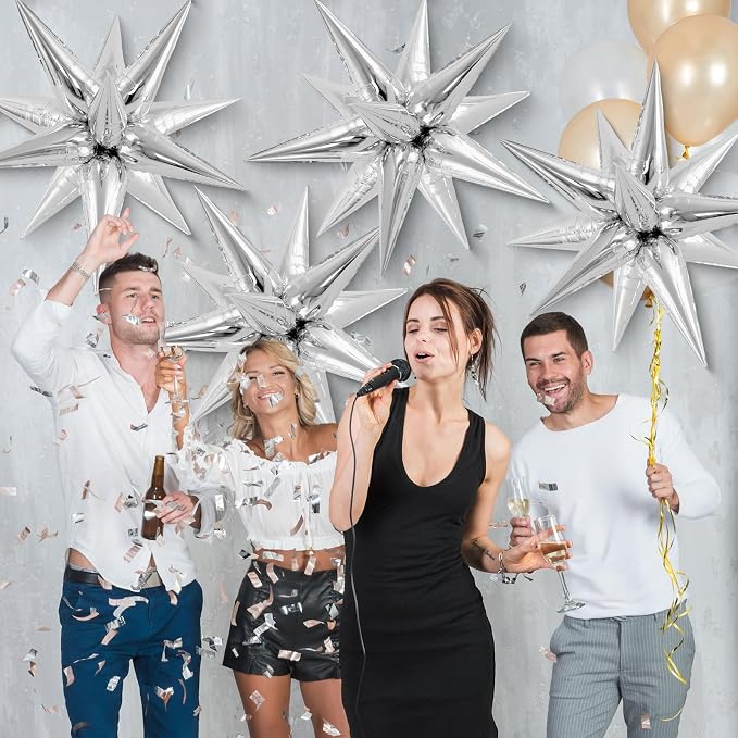 72 Pcs Star Balloons Foil Explosion Balloons Magic 12 Point Star Cone Balloon - Image 5
