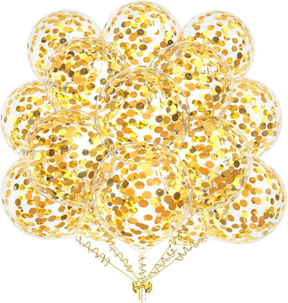 50pcs Gold Foil Confetti Balloons, 12 inch Latex Balloon by KALOR